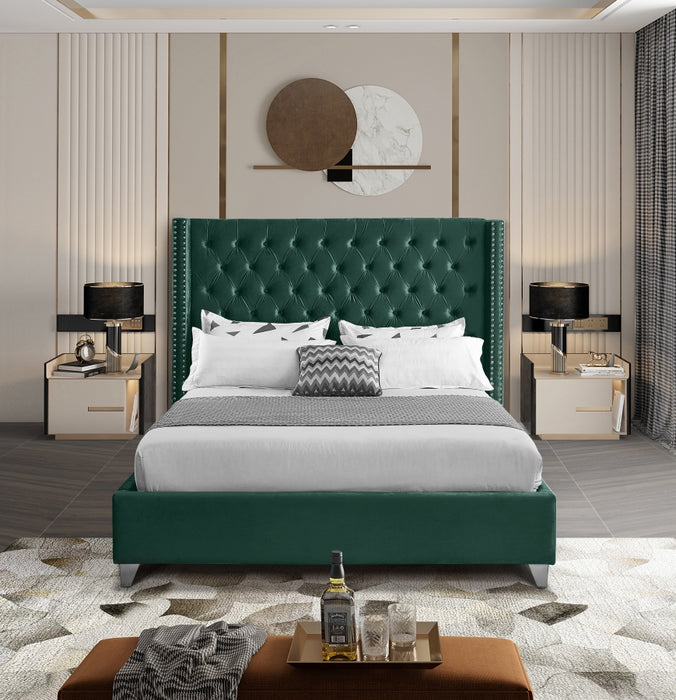 Aiden Velvet Full Bed Green - AidenGreen-F