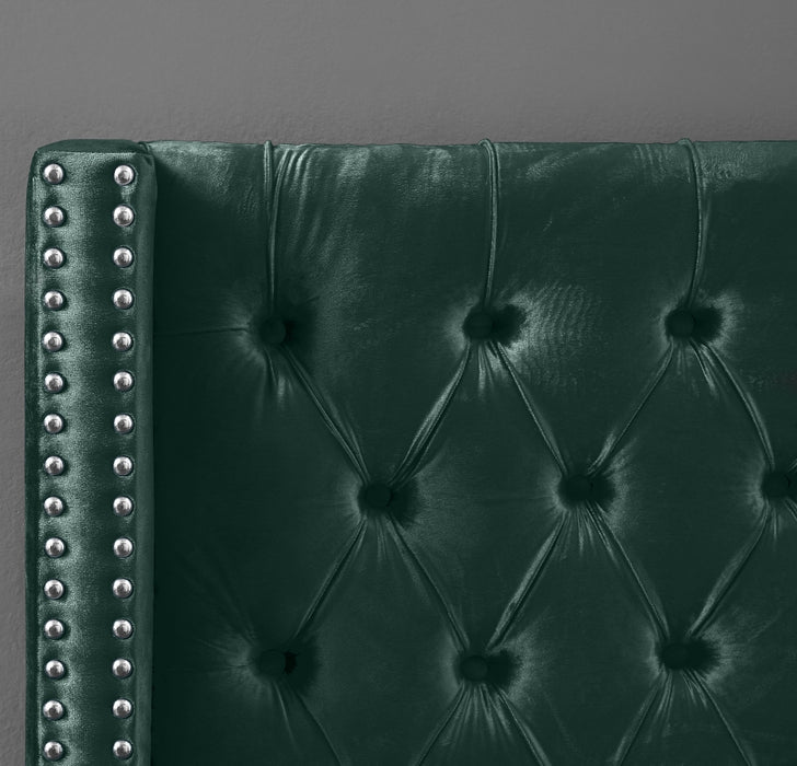 Aiden Velvet Full Bed Green - AidenGreen-F