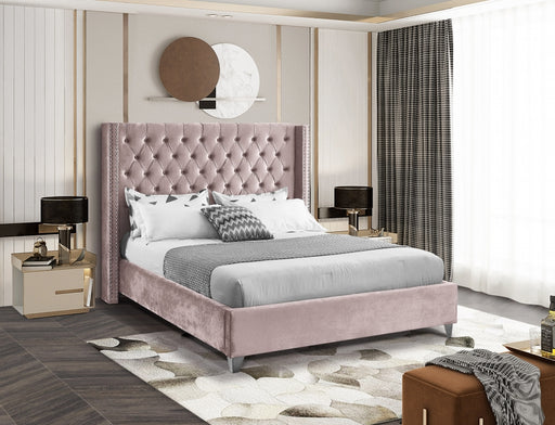 Aiden Velvet Full Bed Pink - AidenPink-F