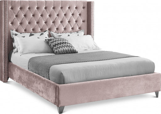 Aiden Velvet Full Bed Pink - AidenPink-F