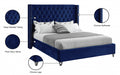 Aiden Velvet Queen Bed Blue - AidenNavy-Q