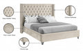 Aiden Velvet Queen Bed Cream - AidenCream-Q