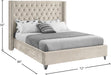 Aiden Velvet Queen Bed Cream - AidenCream-Q