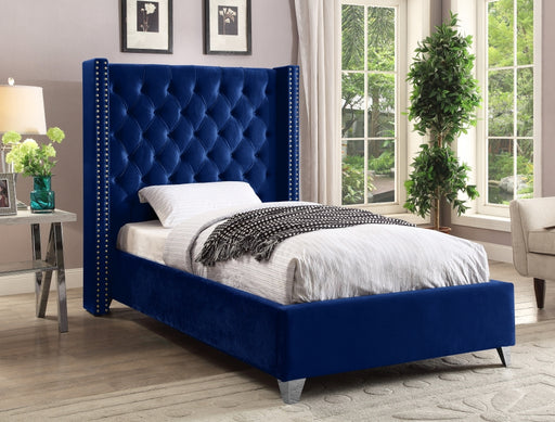 Aiden Velvet Twin Bed Blue - AidenNavy-T