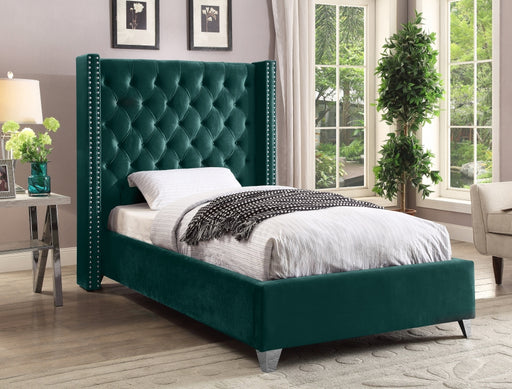 Aiden Velvet Twin Bed Green - AidenGreen-T