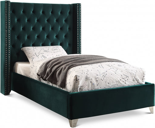 Aiden Velvet Twin Bed Green - AidenGreen-T