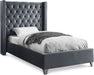 Aiden Velvet Twin Bed Grey - AidenGrey-T