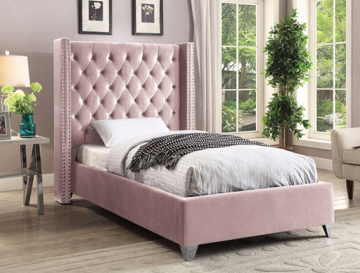 Aiden Velvet Twin Bed Pink - AidenPink-T