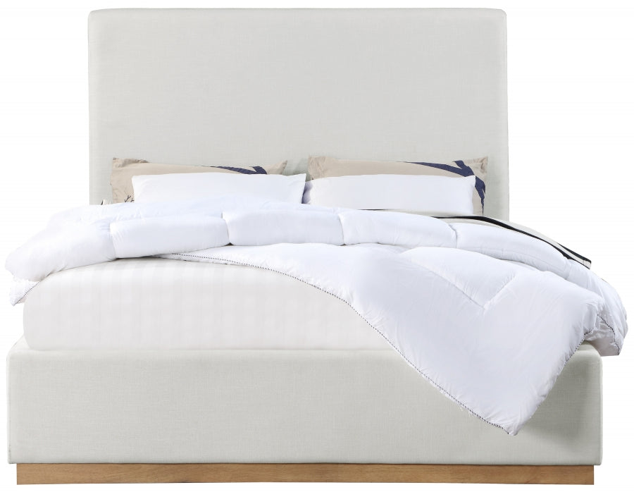 Alfie Linen Textured Fabric Full Bed Cream - AlfieCream-F