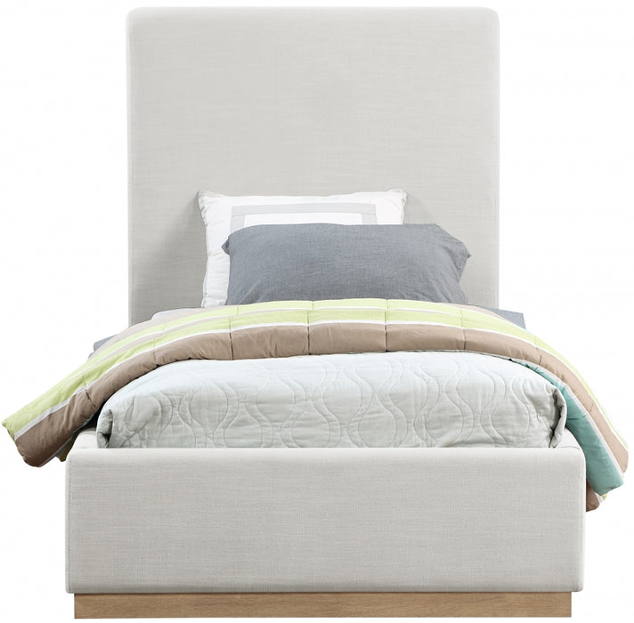 Alfie Linen Textured Fabric Twin Bed Cream - AlfieCream-T