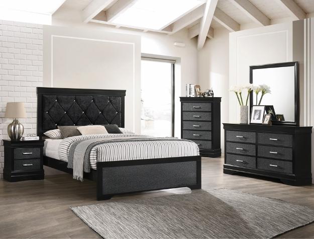 Amalia Black Full Panel Bed - Gate Furniture