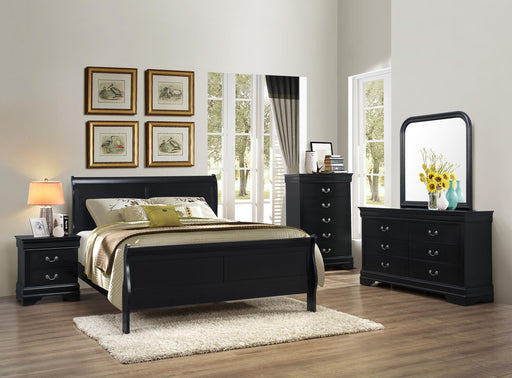 Contemporary Black Full 5pcs Bedroom Set by Acme Louis Philippe