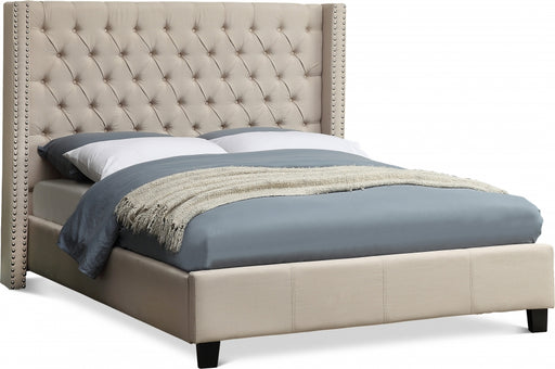 Ashton Linen Textured Full Bed Beige - AshtonBeige-F