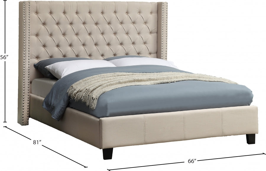 Ashton Linen Textured Full Bed Beige - AshtonBeige-F