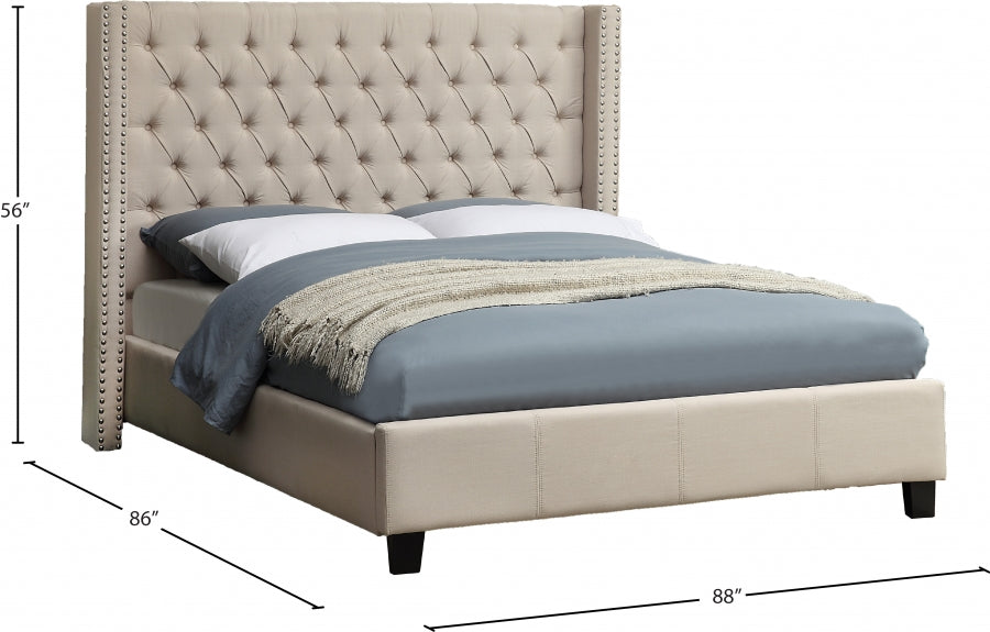 Ashton Linen Textured King Bed Beige - AshtonBeige-K