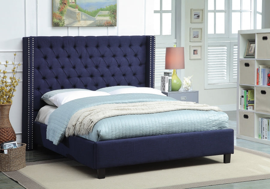 Ashton Linen Textured King Bed Blue - AshtonNavy-K