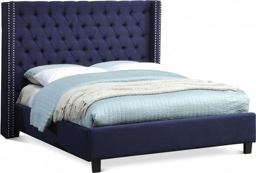 Ashton Linen Textured King Bed Blue - AshtonNavy-K