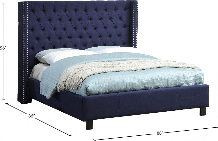 Ashton Linen Textured King Bed Blue - AshtonNavy-K