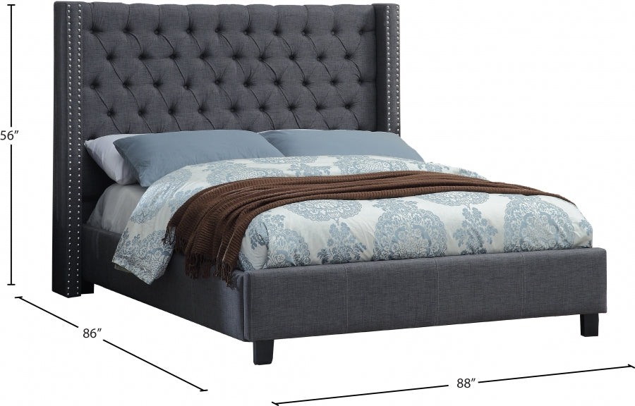 Ashton Linen Textured King Bed Grey - AshtonGrey-K