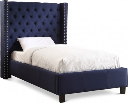 Ashton Linen Textured Twin Bed Blue - AshtonNavy-T