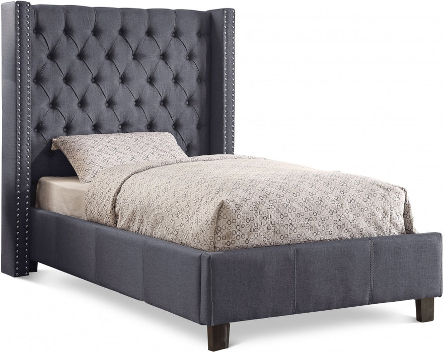 Ashton Linen Textured Twin Bed Grey - AshtonGrey-T