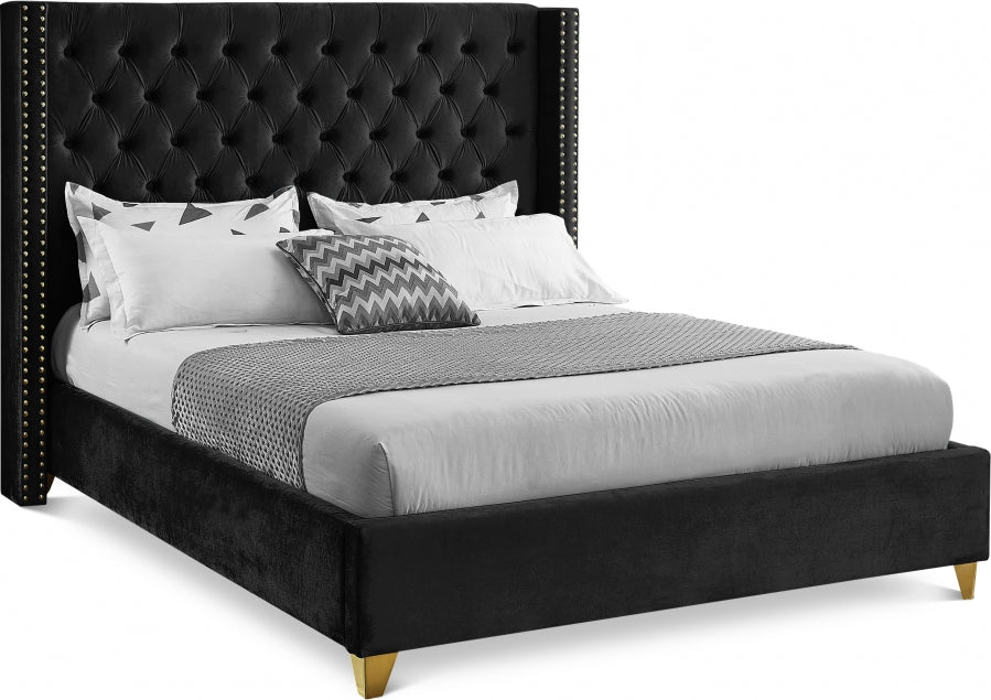 Barolo Velvet Full Bed Black - BaroloBlack-F