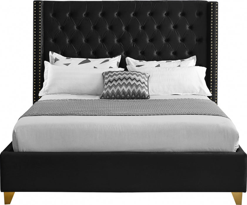 Barolo Velvet Full Bed Black - BaroloBlack-F