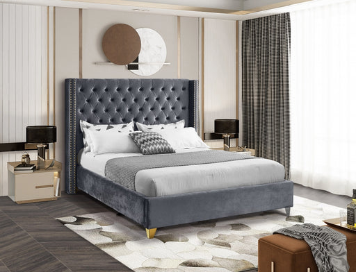 Barolo Velvet Full Bed Grey - BaroloGrey-F