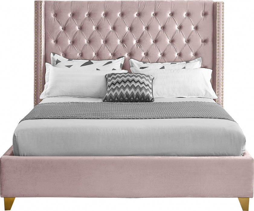 Barolo Velvet Full Bed Pink - BaroloPink-F