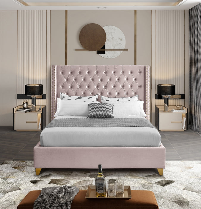 Barolo Velvet Full Bed Pink - BaroloPink-F