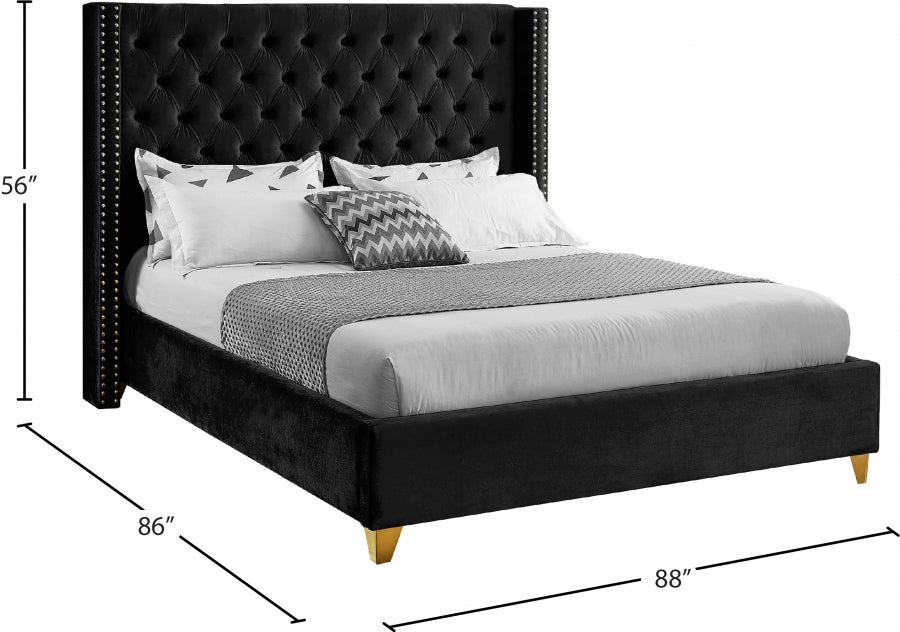 Barolo Velvet King Bed Black - BaroloBlack-K