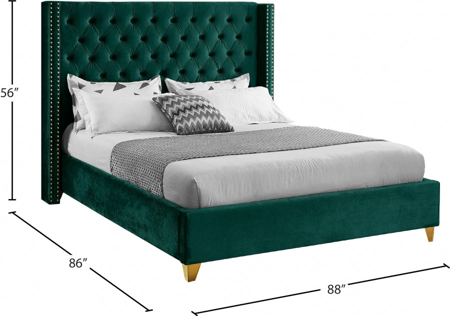 Barolo Velvet King Bed Green - BaroloGreen-K