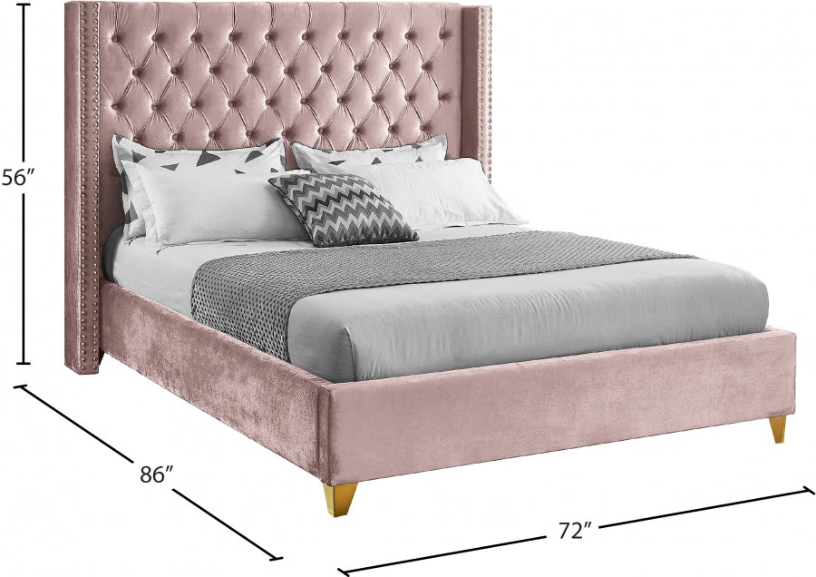 Barolo Velvet Queen Bed Pink - BaroloPink-Q