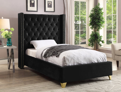 Barolo Velvet Twin Bed Black - BaroloBlack-T