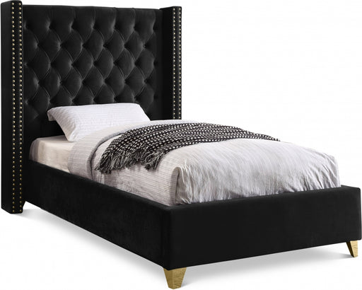 Barolo Velvet Twin Bed Black - BaroloBlack-T