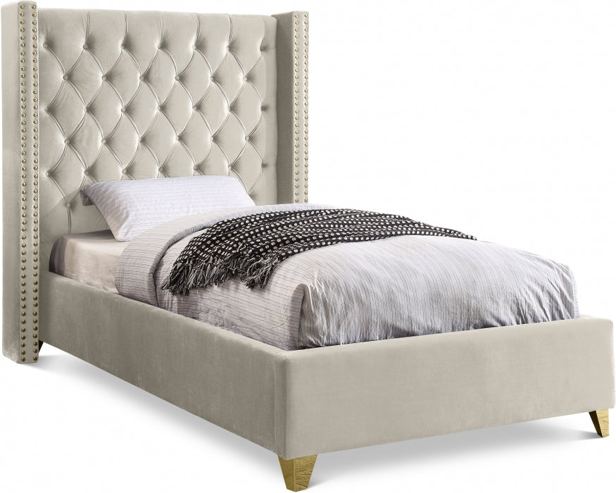 Barolo Velvet Twin Bed Cream - BaroloCream-T