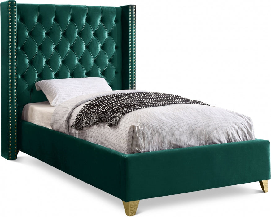 Barolo Velvet Twin Bed Green - BaroloGreen-T