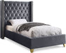 Barolo Velvet Twin Bed Grey - BaroloGrey-T