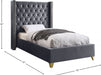 Barolo Velvet Twin Bed Grey - BaroloGrey-T