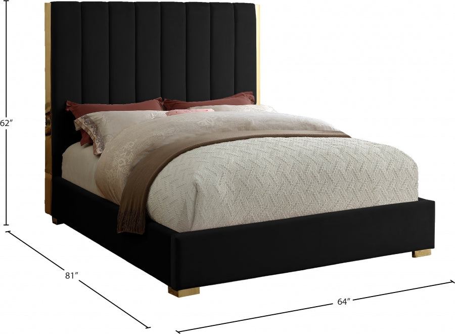 Becca Velvet Full Bed Black - BeccaBlack-F