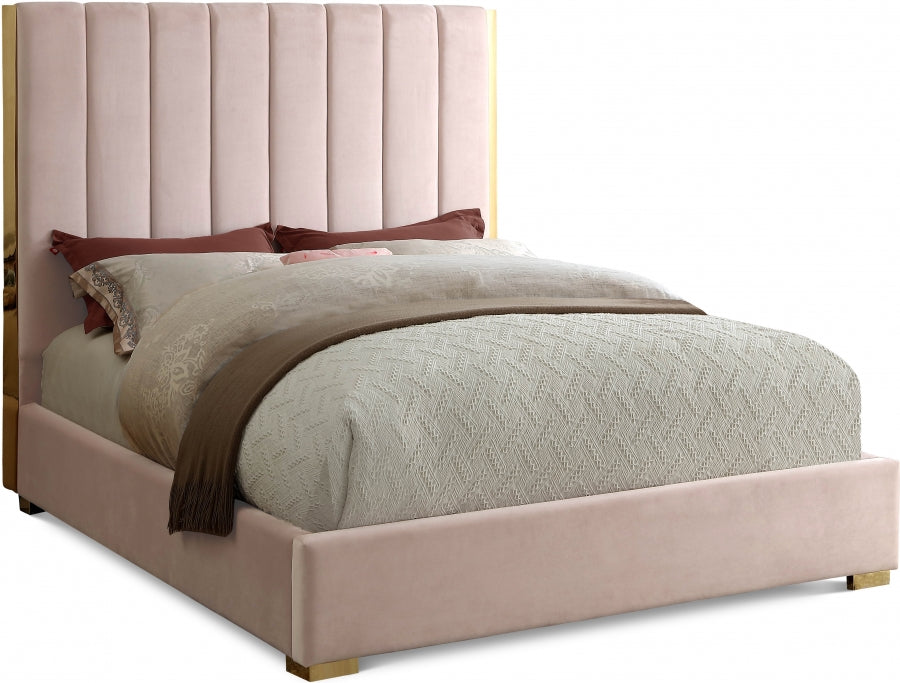 Becca Velvet Full Bed Pink - BeccaPink-F