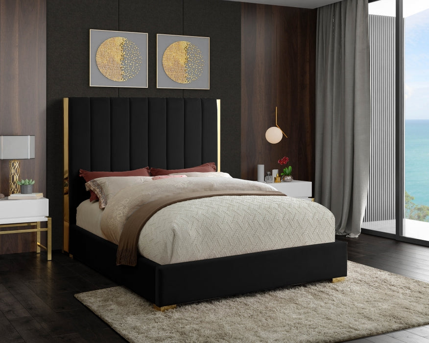 Becca Velvet King Bed Black - BeccaBlack-K