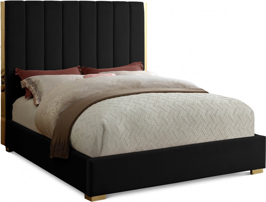 Becca Velvet King Bed Black - BeccaBlack-K