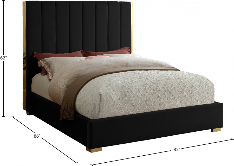 Becca Velvet King Bed Black - BeccaBlack-K