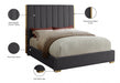 Becca Velvet King Bed Grey - BeccaGrey-K