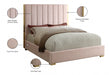 Becca Velvet King Bed Pink - BeccaPink-K