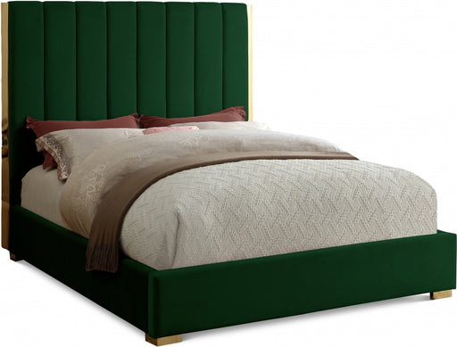 Becca Velvet Queen Bed Green - BeccaGreen-Q