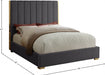 Becca Velvet Queen Bed Grey - BeccaGrey-Q