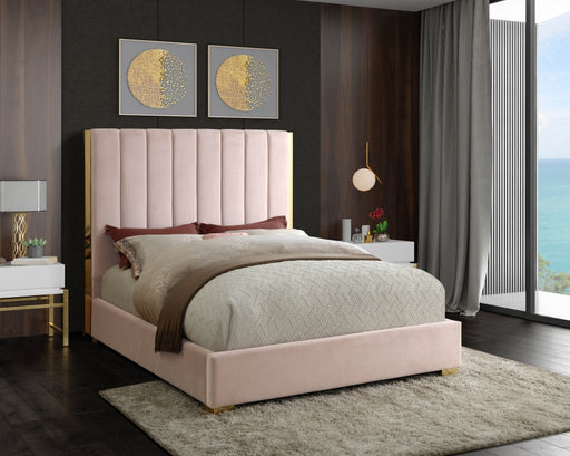 Becca Velvet Queen Bed Pink - BeccaPink-Q