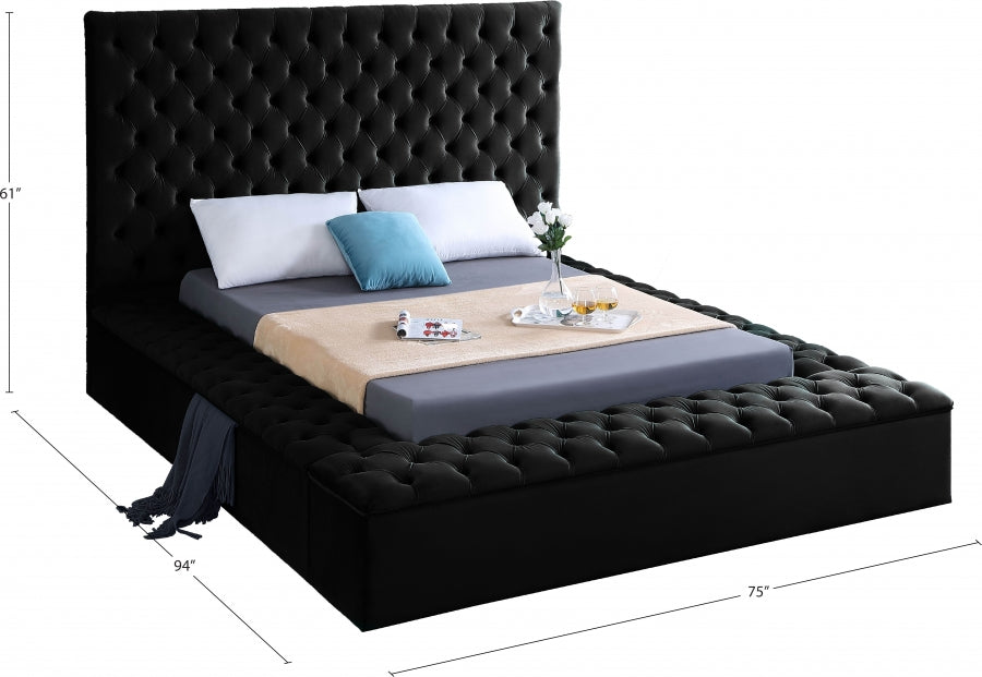 Bliss Velvet Full Bed (3 Boxes) Black - BlissBlack-F